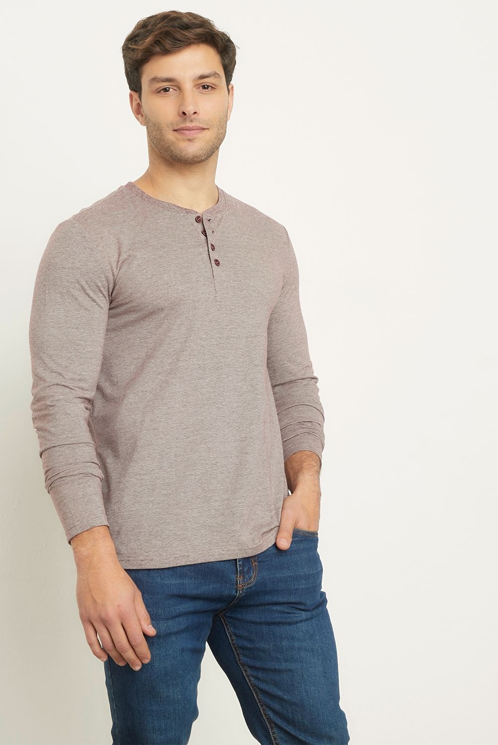 NEWPORT - Polera Manga Larga Casual Hombre Newport
