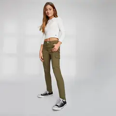 ELEVEN - Jeans Cargo Algodón Niña Tiro Medio