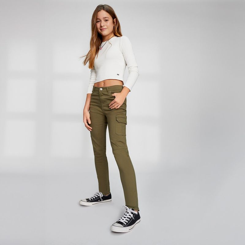 ELEVEN - Jeans Cargo Eleven Algodón Niña Tiro Medio