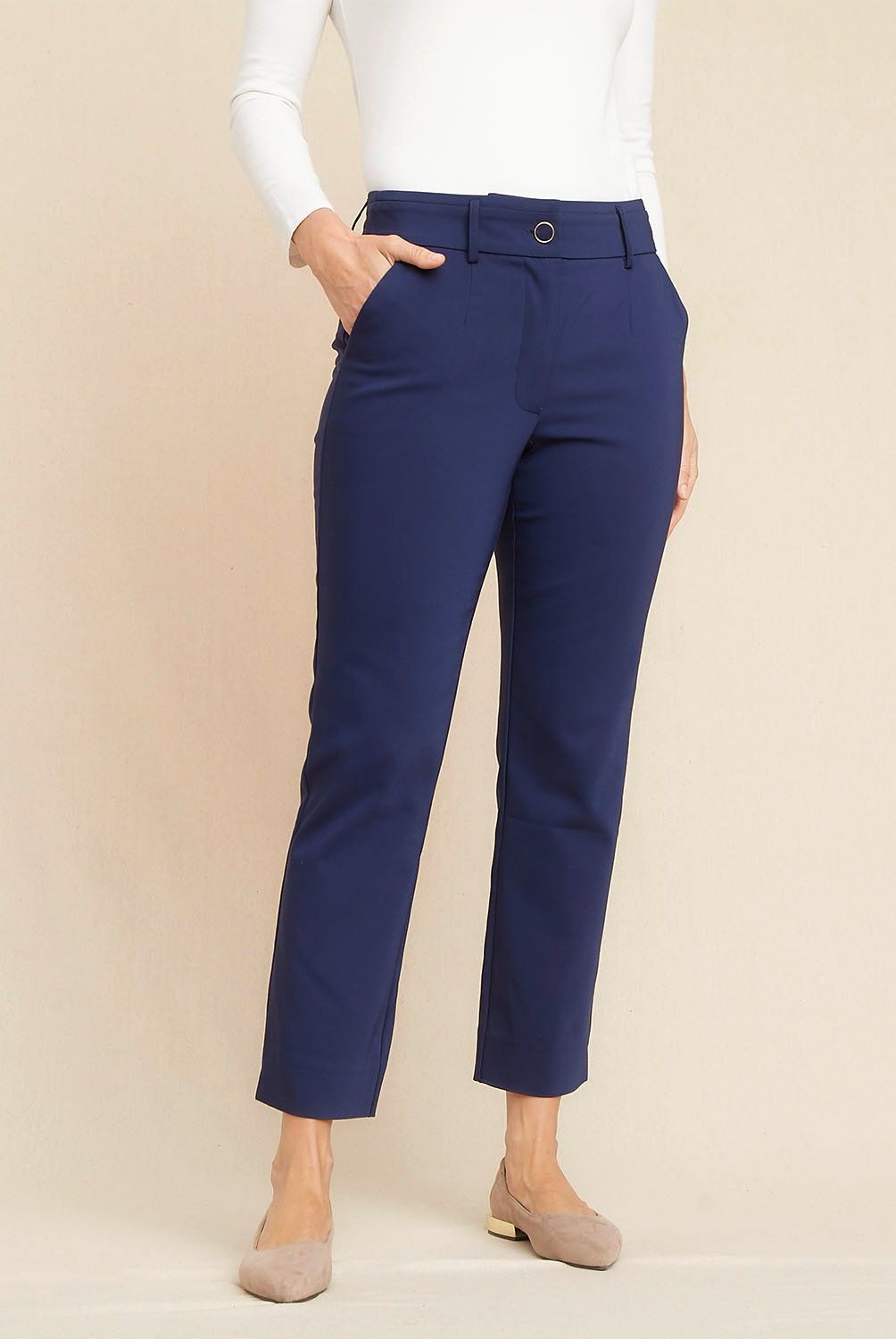 S COCCI - Pantalón S.cocci Slim Tiro Alto Mujer Casual Algodón