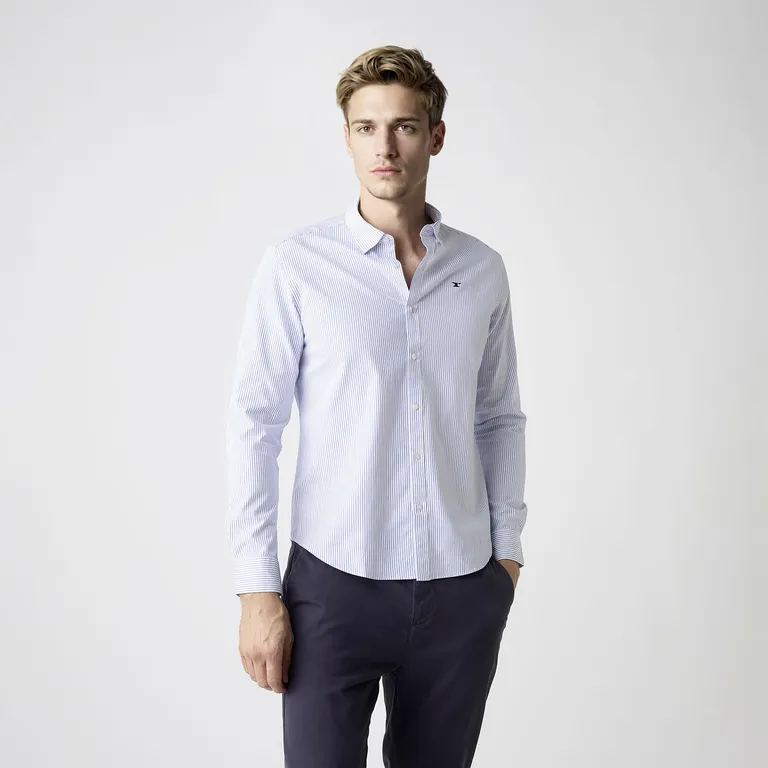 Camisa Manga Larga Algodón Slim Fit Hombre