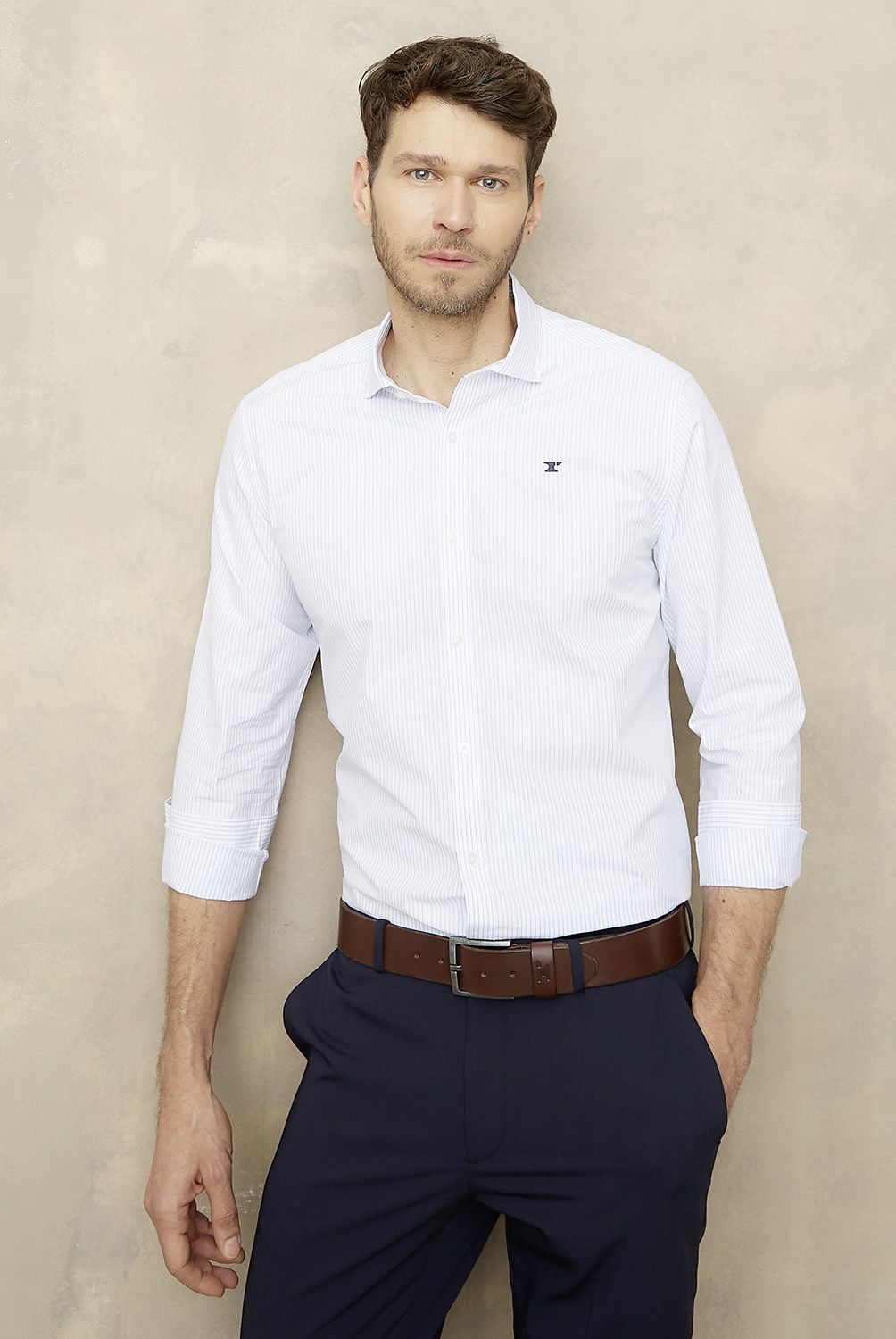 WOLF&HANK - Camisa Manga Larga Hombre Slim Fit Algodón Wolf&Hank