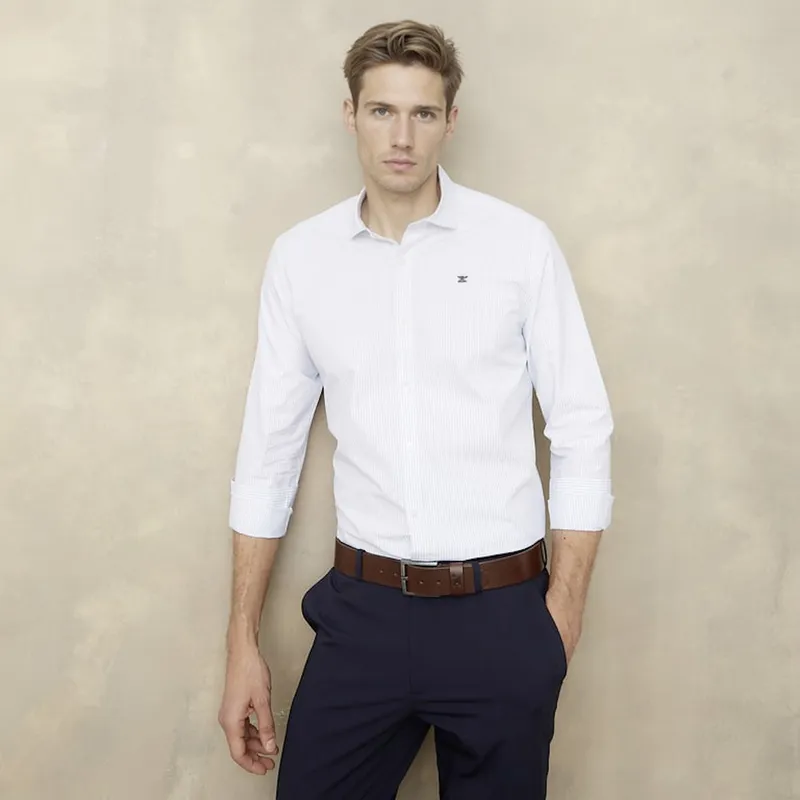 WOLF&HANK - Camisa Manga Larga Hombre Slim Fit Algodón Wolf&Hank