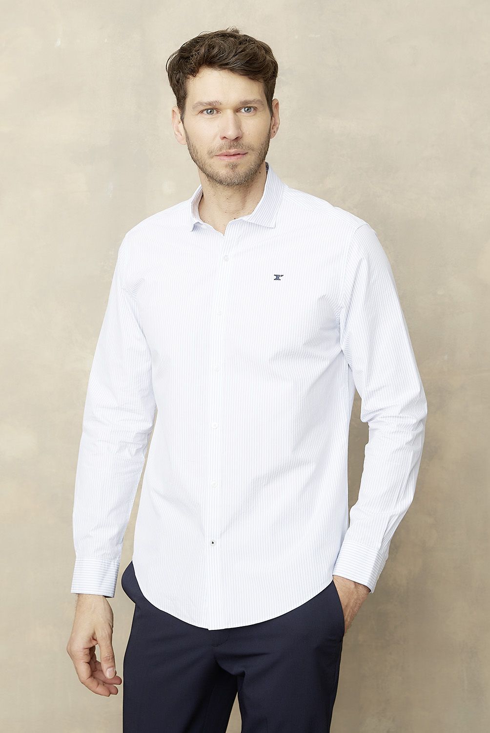 WOLF&HANK - Camisa Manga Larga Hombre Slim Fit Algodón Wolf&Hank