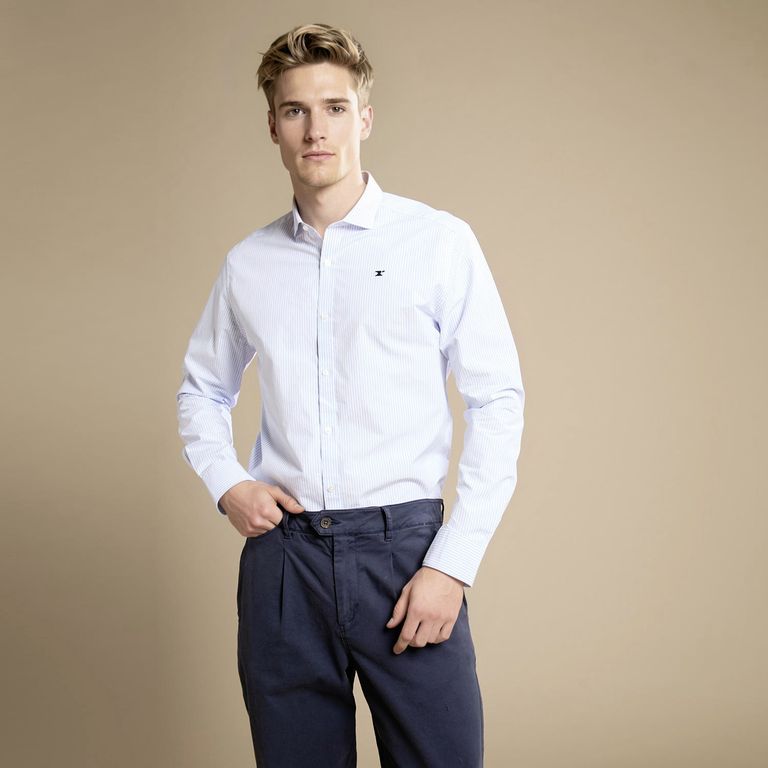 Camisa Manga Larga Hombre Slim Fit Algodón