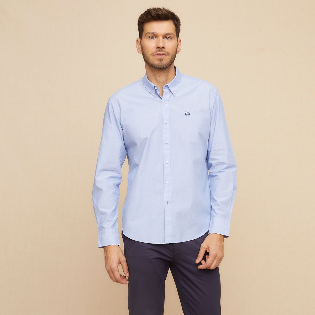 LA MARTINA - Camisa Manga Larga Casual Lisa Slim Fit Hombre La Martina