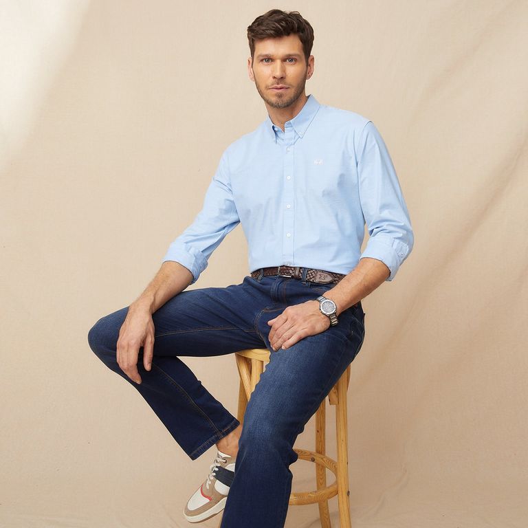 Chemise Boutonnée La Martina Bleue - Taille L Slim Fit - Occasion Excellent état