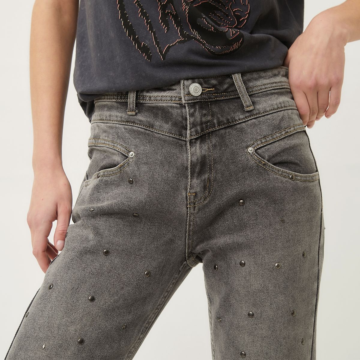 AMERICANINO - Jeans Straight Tiro Alto Mujer Americanino