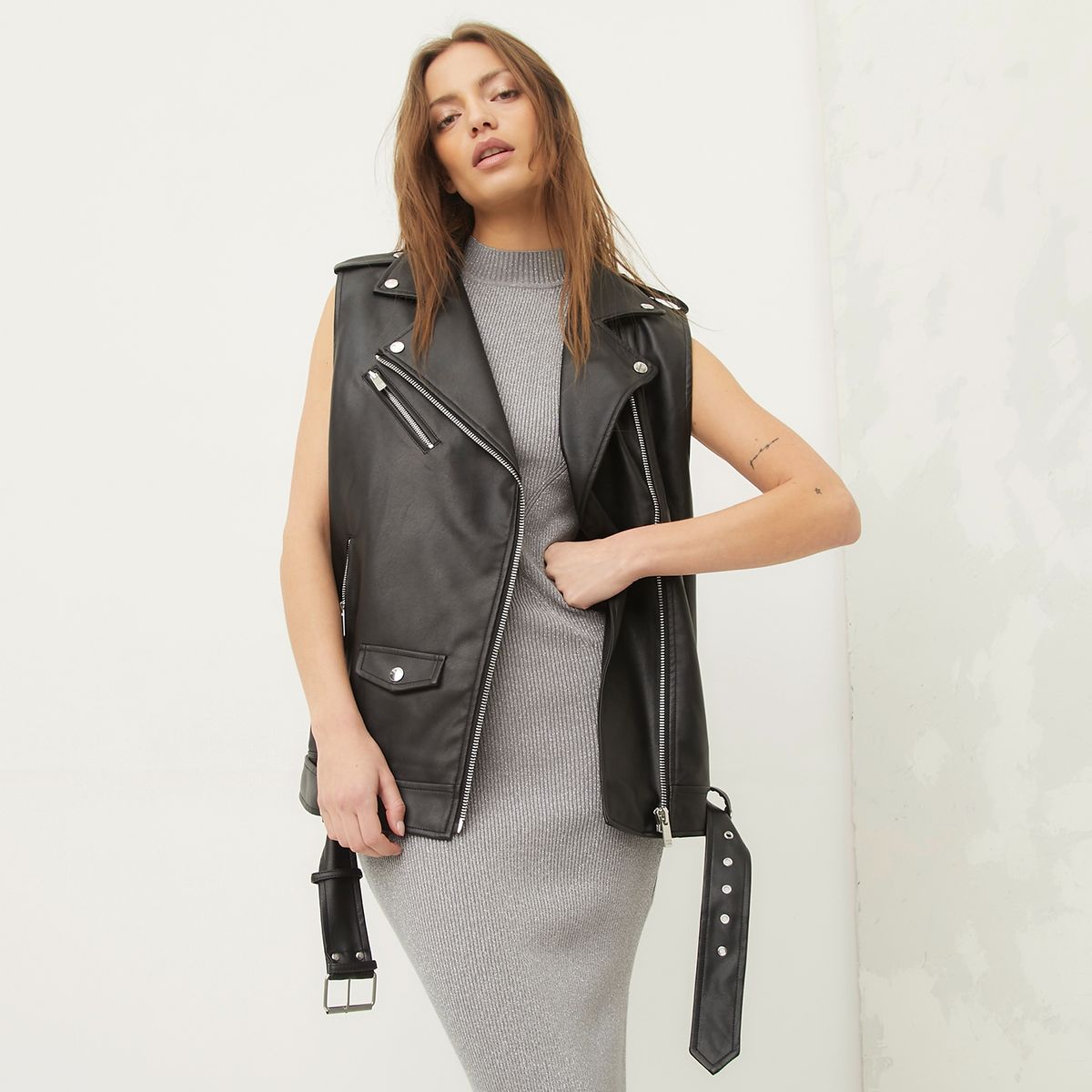 AMERICANINO - Chaqueta De Cuero Sin Mangas Mujer Americanino