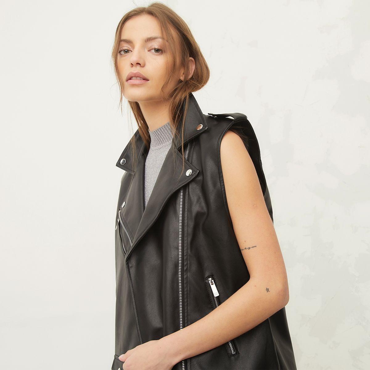 AMERICANINO - Chaqueta De Cuero Sin Mangas Mujer Americanino