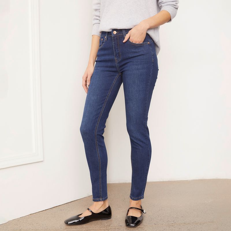 BASEMENT - Jeans Skinny Tiro Alto Basement Mujer Algodón