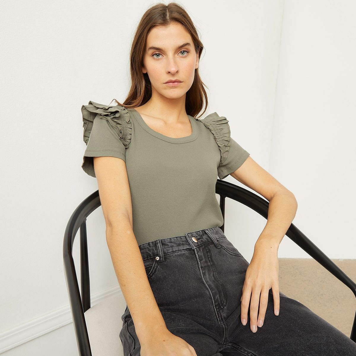 BASEMENT - Polera Manga Larga Algodón Mujer Basement