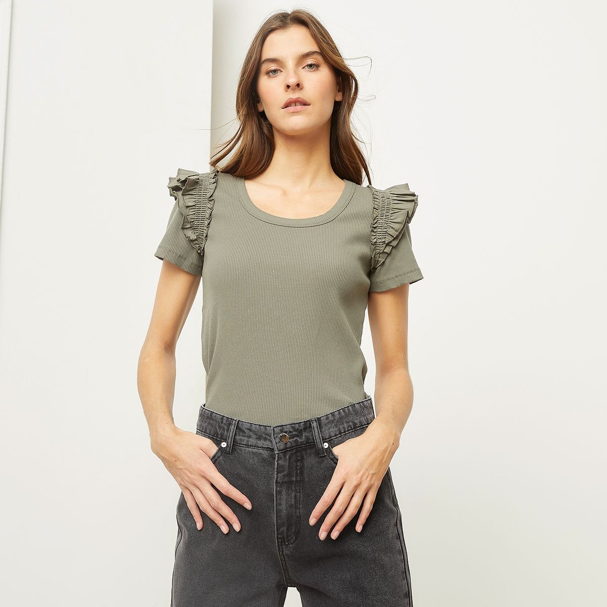 BASEMENT - Polera Manga Larga Algodón Mujer Basement