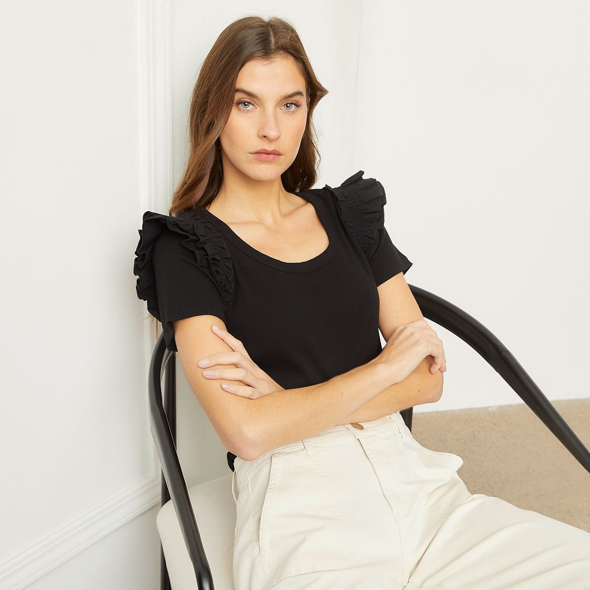 BASEMENT - Polera Manga Larga Algodón Mujer Basement