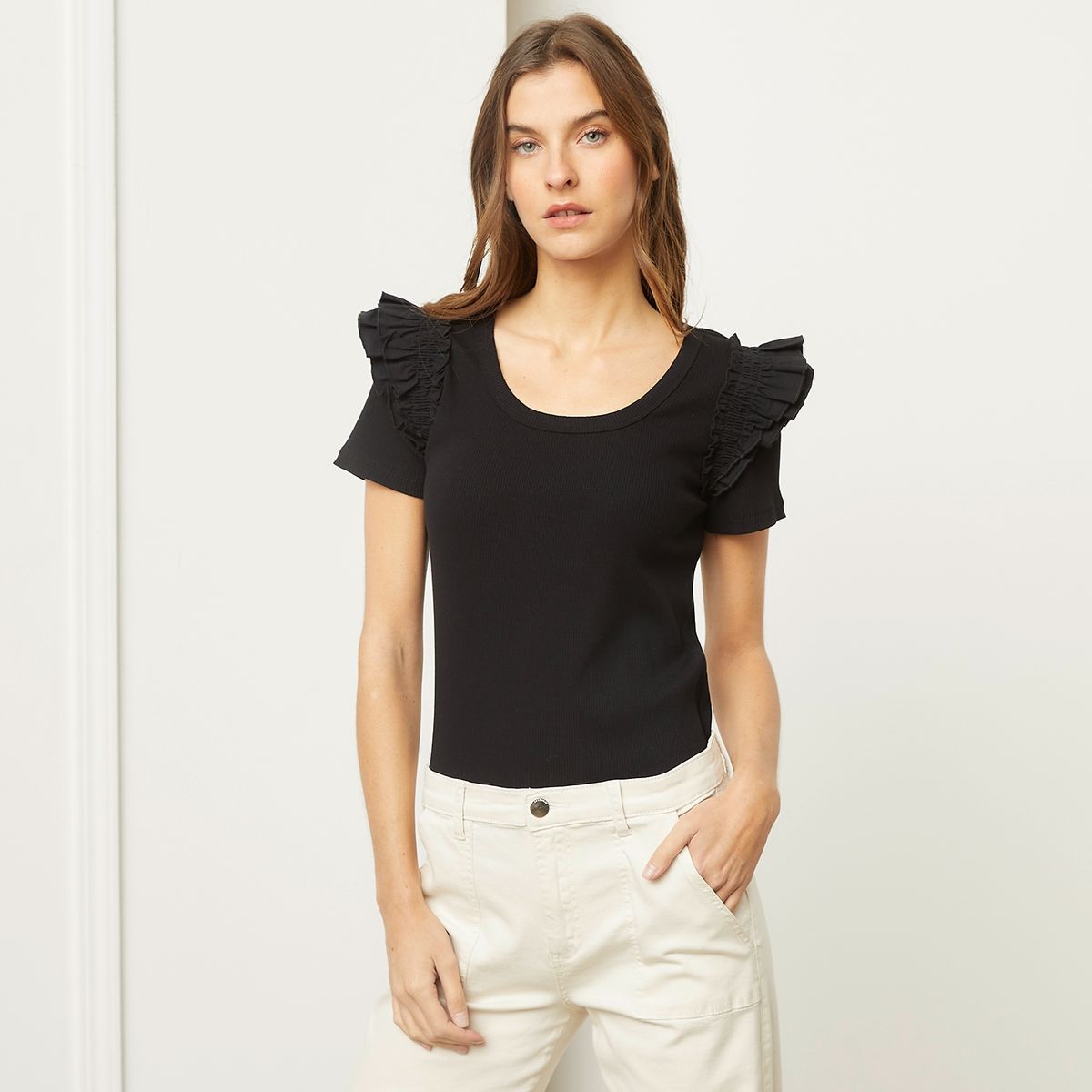 BASEMENT - Polera Manga Larga Algodón Mujer Basement