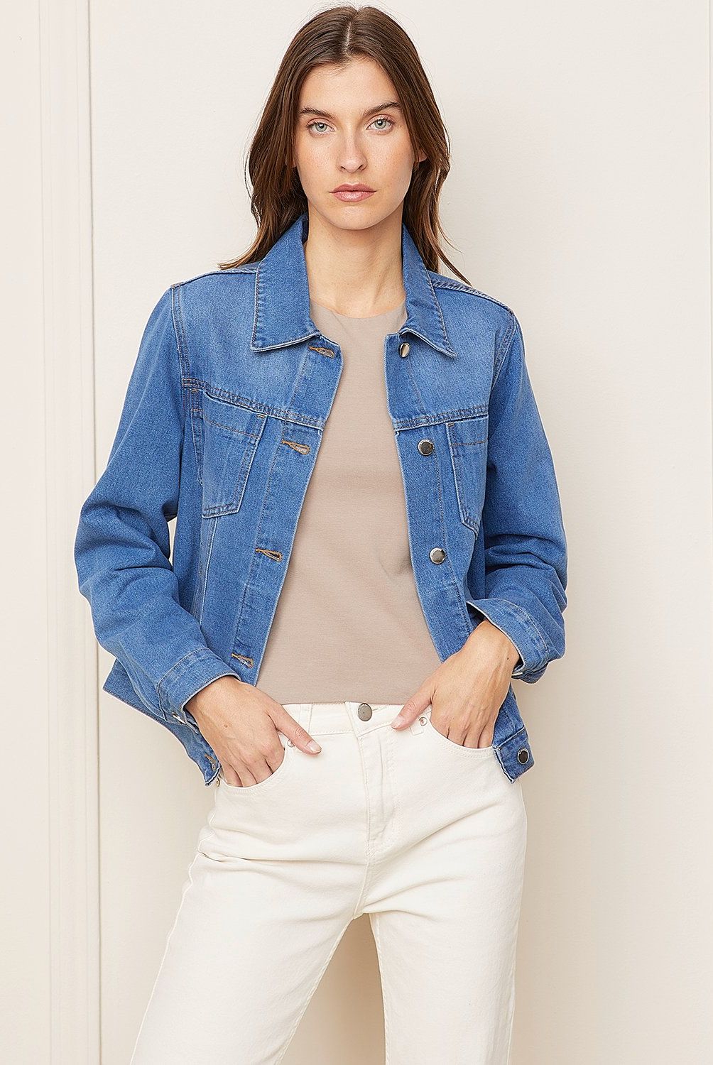 BASEMENT - Chaqueta Denim Mujer Basement Algodón Manga Larga