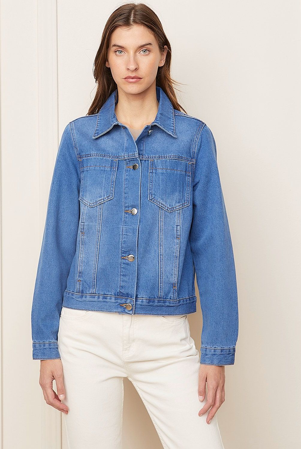 BASEMENT - Chaqueta Denim Mujer Basement Algodón Manga Larga