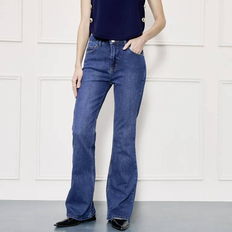 Jeans Flare Tiro Alto Mujer