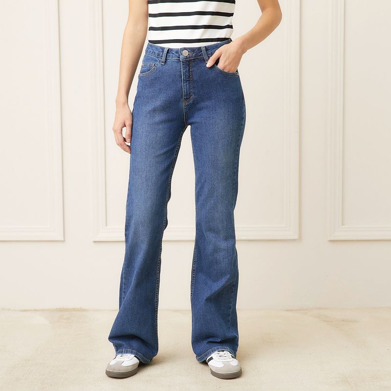 BASEMENT - Jeans Flare Tiro Alto Mujer Basement