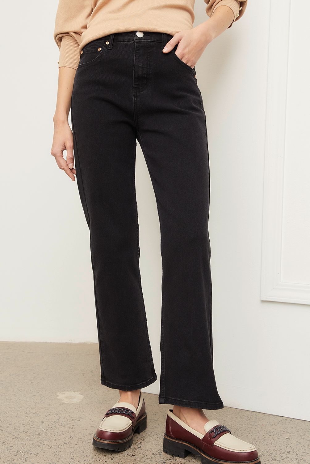BASEMENT - Jeans Straight Tiro Alto Mujer Basement