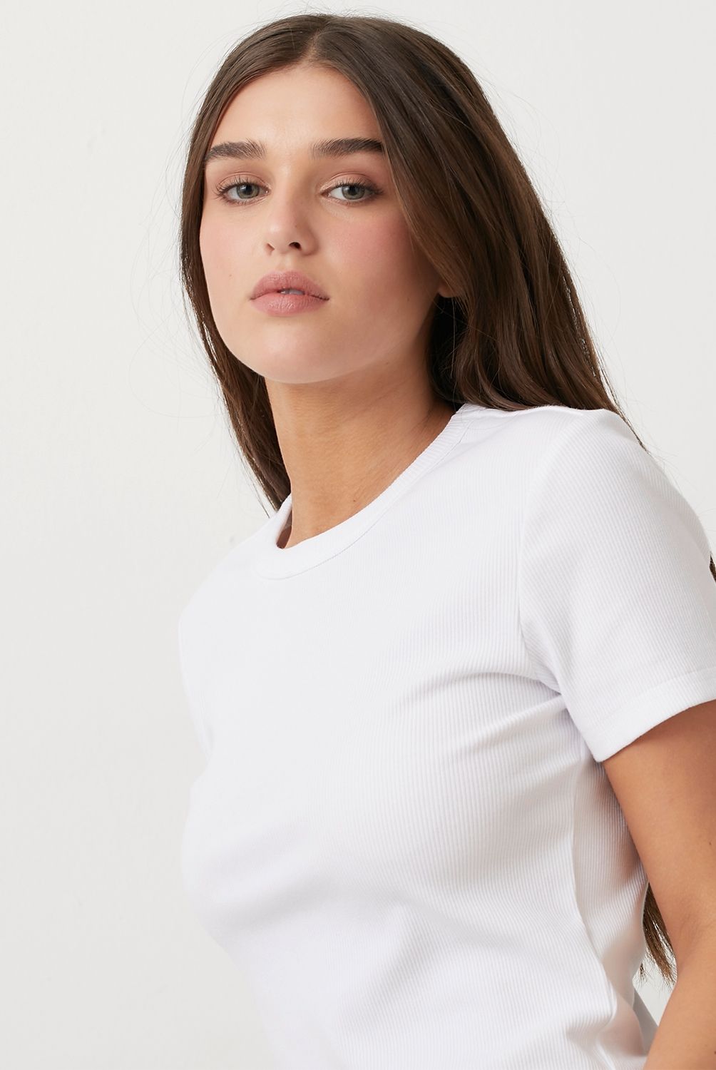 SYBILLA - Polera Sybilla Rib Crop Manga Corta Mujer Algodón