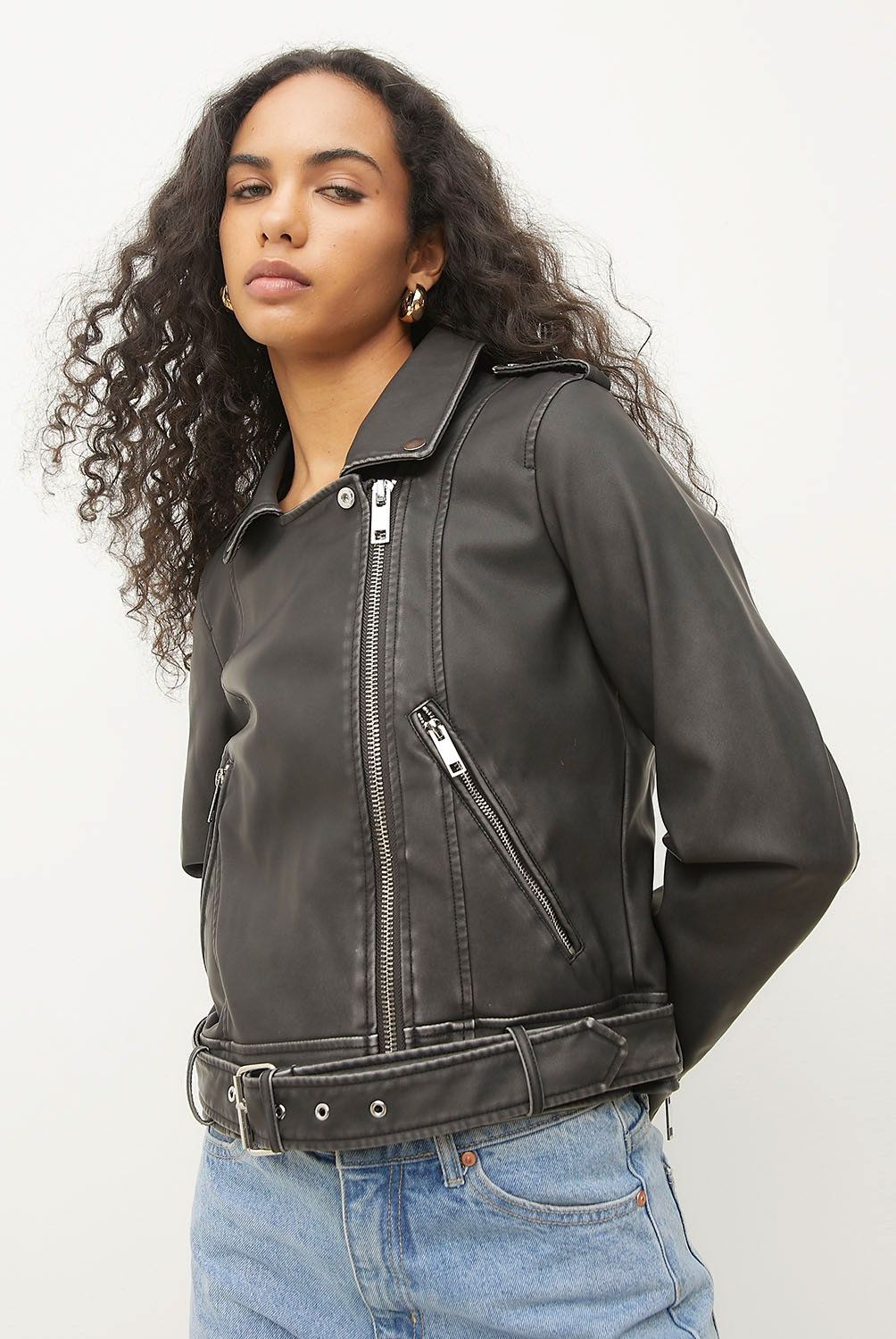 BASEMENT - Chaqueta Biker Basement Mujer Cuero Diseño Liso
