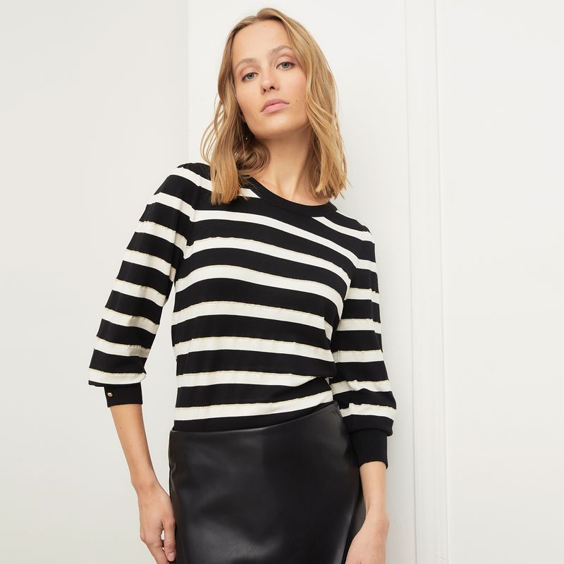 BASEMENT - Sweater Basement Rayas Manga Larga Mujer Viscosa