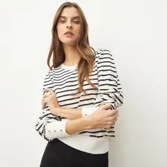 BASEMENT - Sweater Rayas Manga Larga Mujer Viscosa
