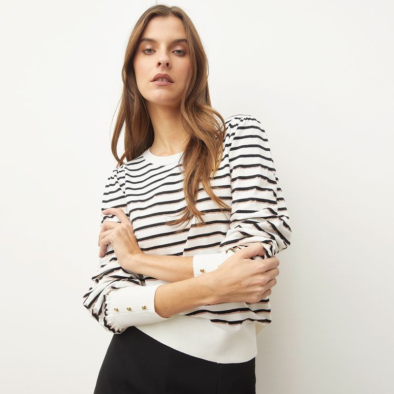 BASEMENT - Sweater Basement Rayas Manga Larga Mujer Viscosa