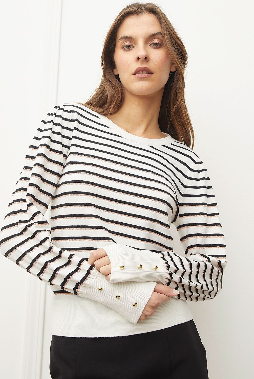 BASEMENT - Sweater Basement Rayas Manga Larga Mujer Viscosa