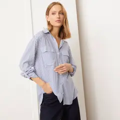 BASEMENT - Blusa Camisera Manga Larga Mujer Viscosa Oversize