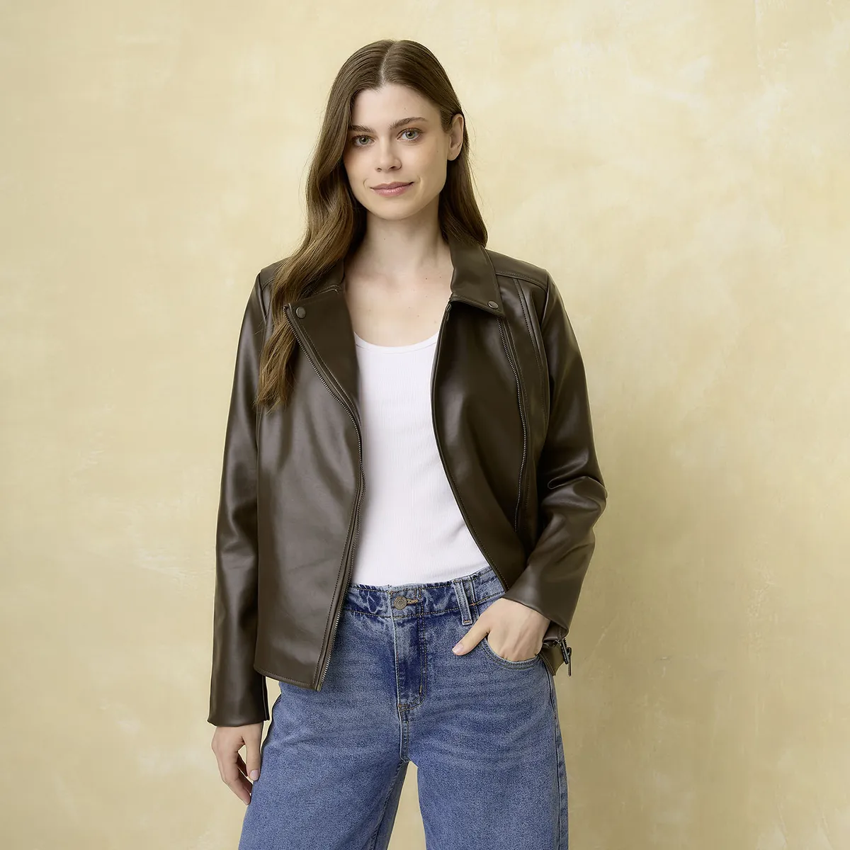 UNIVERSITY CLUB - Chaqueta Biker University Club Mujer Cuero Casual