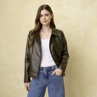 Chaqueta Biker Mujer Cuero Casual