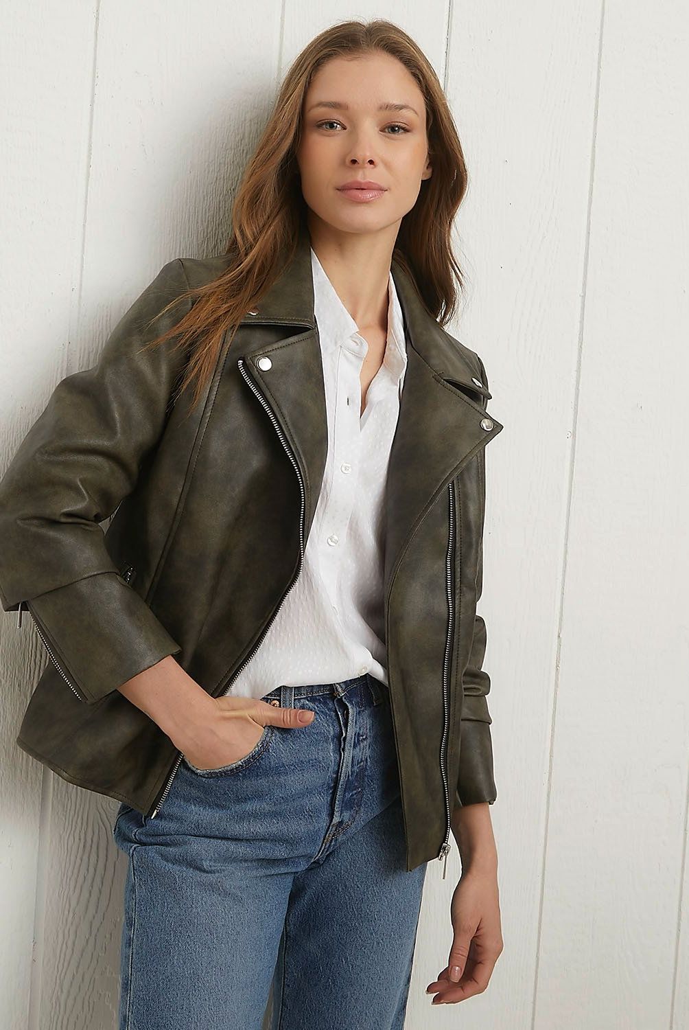 UNIVERSITY CLUB - Chaqueta Biker University Club Mujer Cuero Casual
