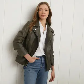 UNIVERSITY CLUB - Chaqueta Biker Mujer Cuero Casual