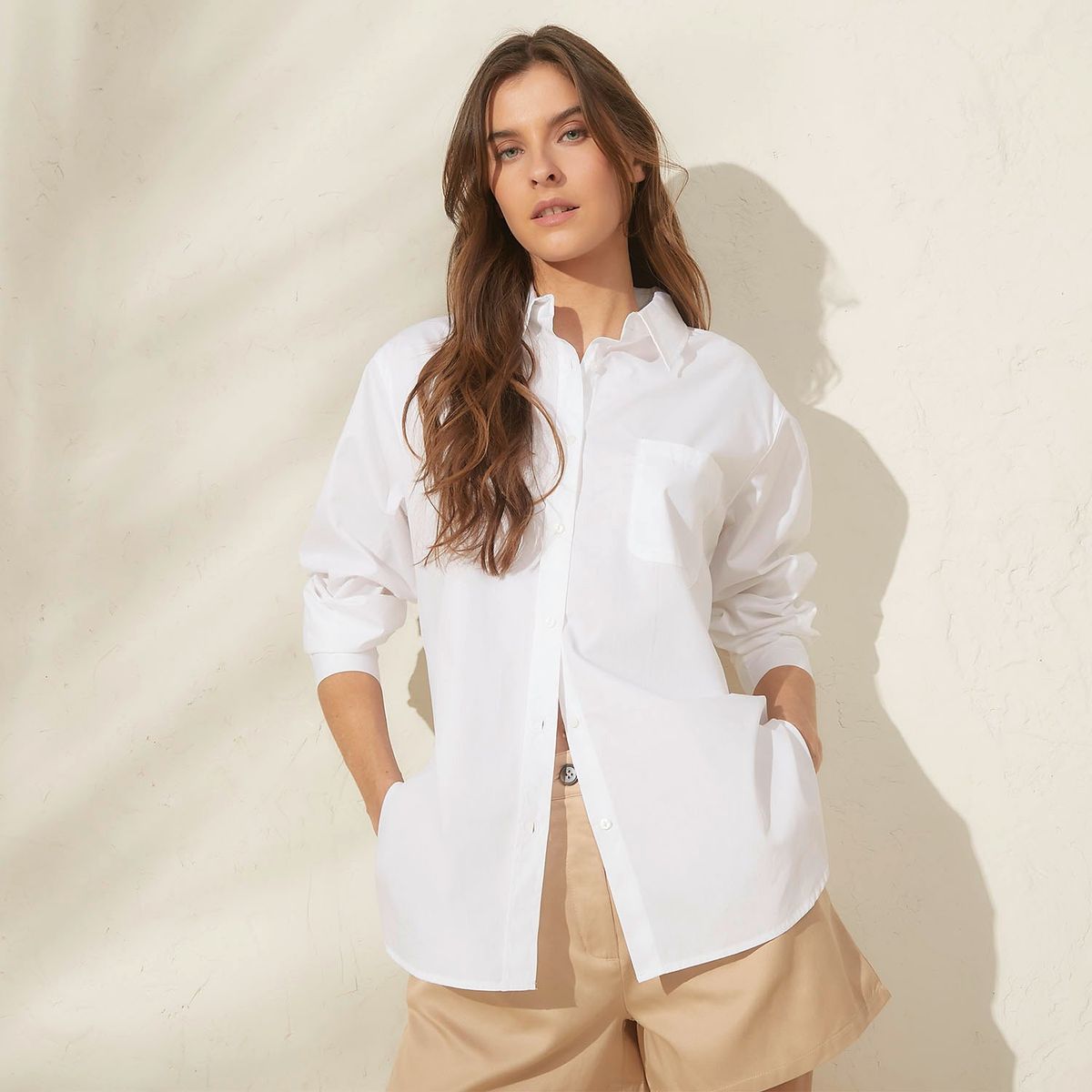 BASEMENT - Blusa Basement Manga Larga Algodón Mujer