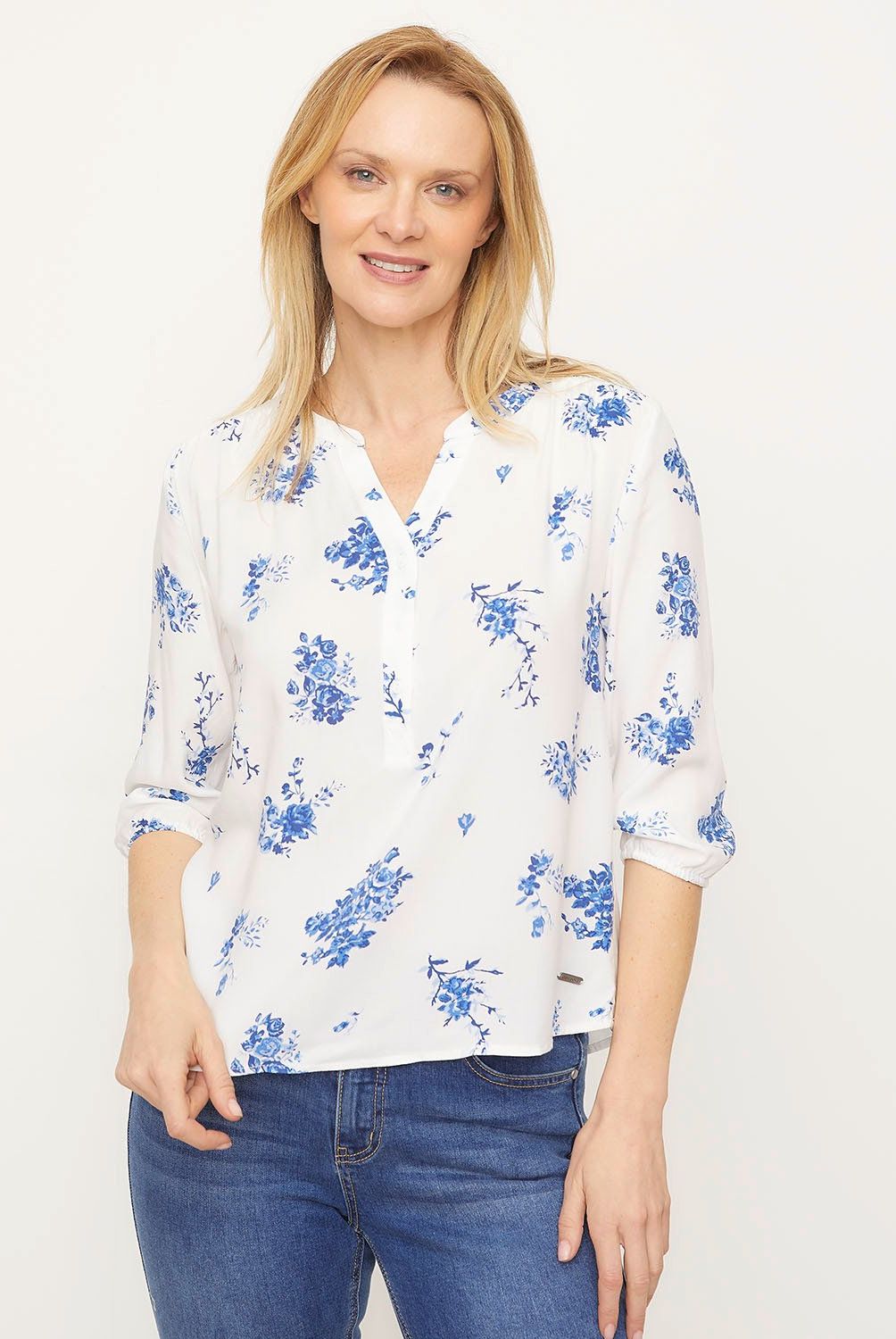 NEWPORT - Blusa Newport Mujer Estampado Variado Manga 3/4