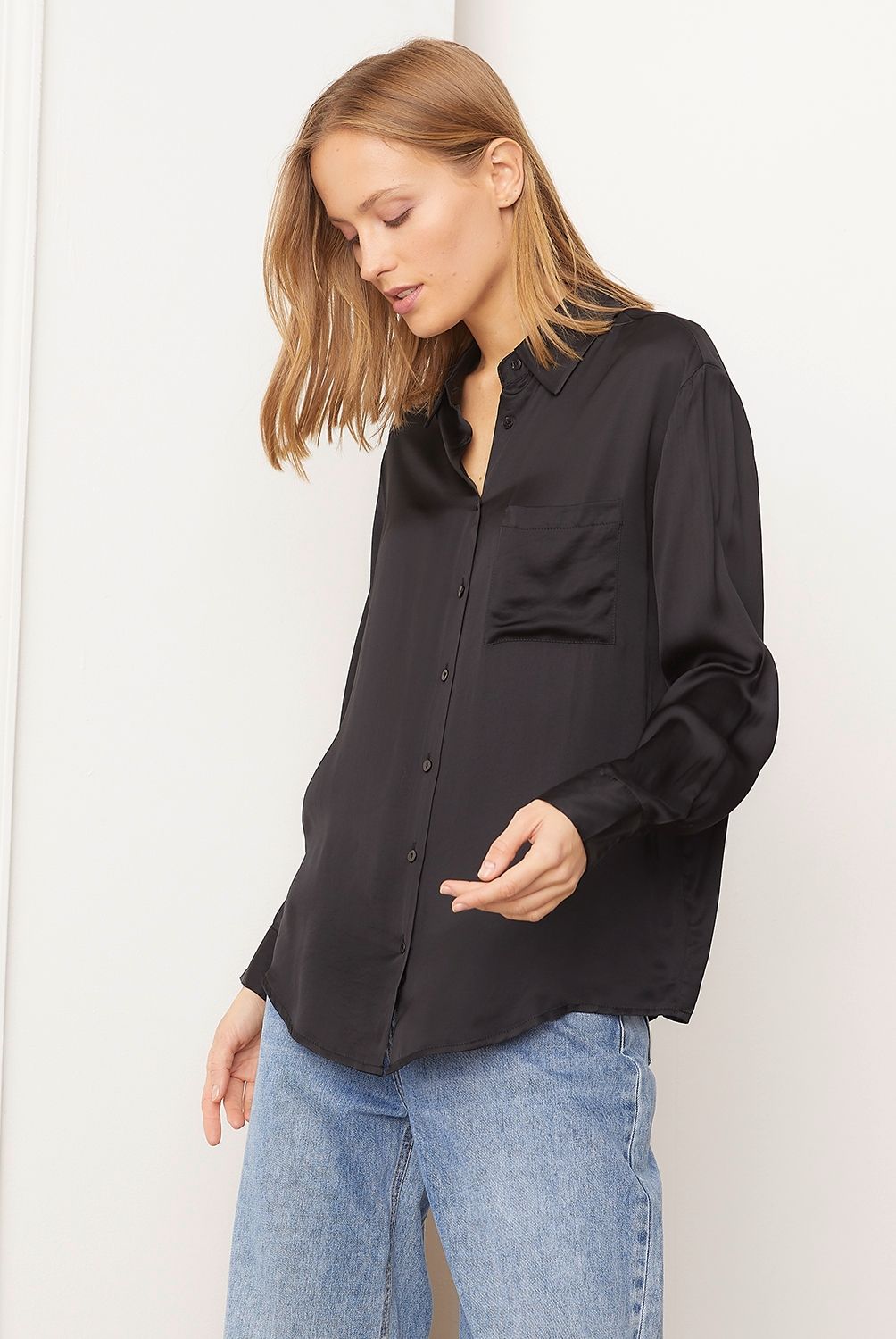 BASEMENT - Blusa Manga Larga Satin Mujer Basement