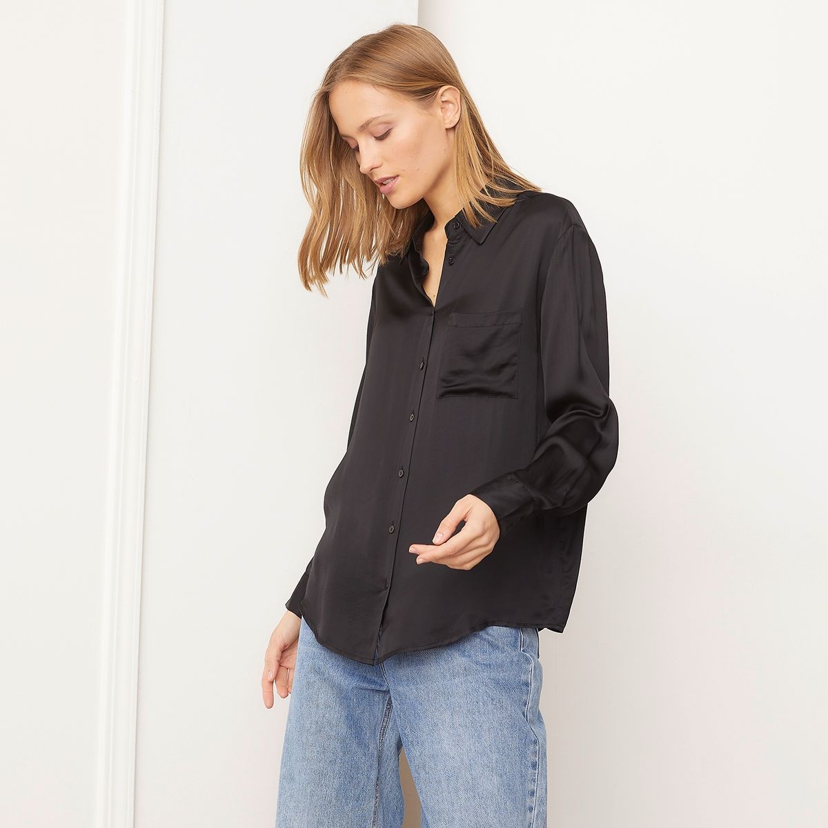 BASEMENT - Blusa Manga Larga Satin Mujer Basement