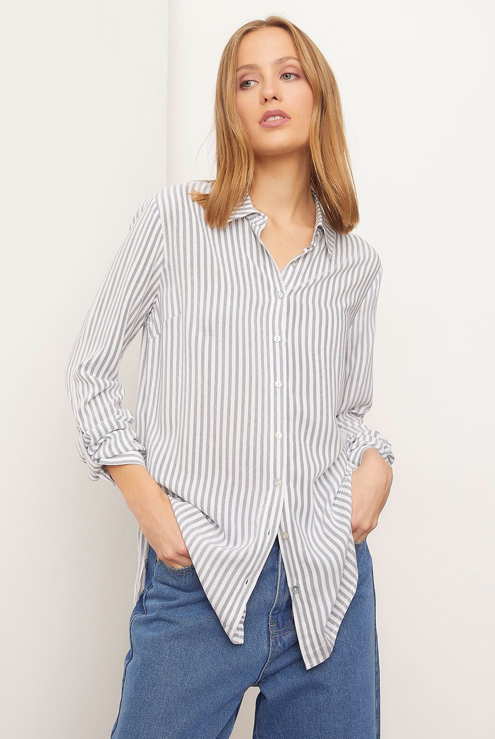 BASEMENT - Blusa Mujer Basement Manga Larga Viscosa Estampada