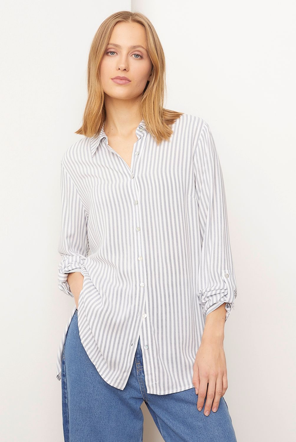 BASEMENT - Blusa Mujer Basement Manga Larga Viscosa Estampada