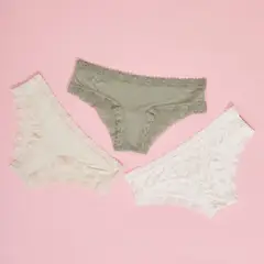 BLU - Pack de 3 Pantaletas Mujer Microfibra con Encaje