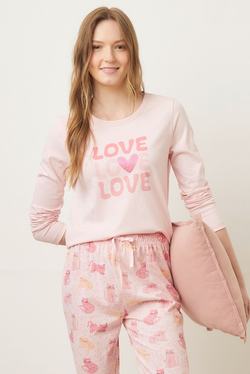 SYBILLA - Polera De Pijama Manga Larga Algodón Mujer Sybilla