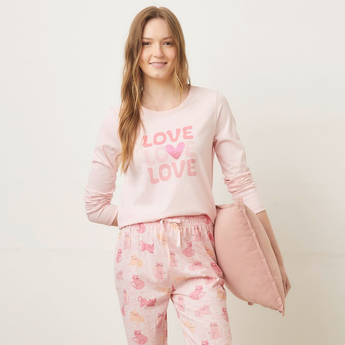 SYBILLA - Polera De Pijama Manga Larga Algodón Mujer Sybilla