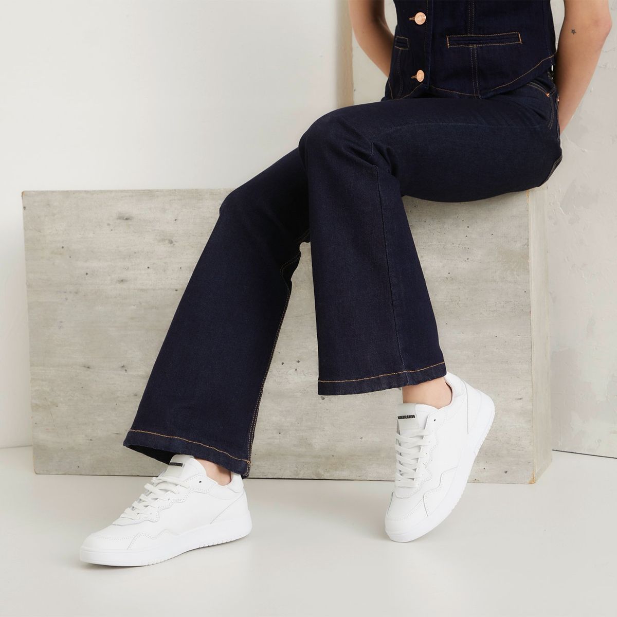 AMERICANINO - Zapatilla Urbanas Mujer Cuero Blanco Americanino