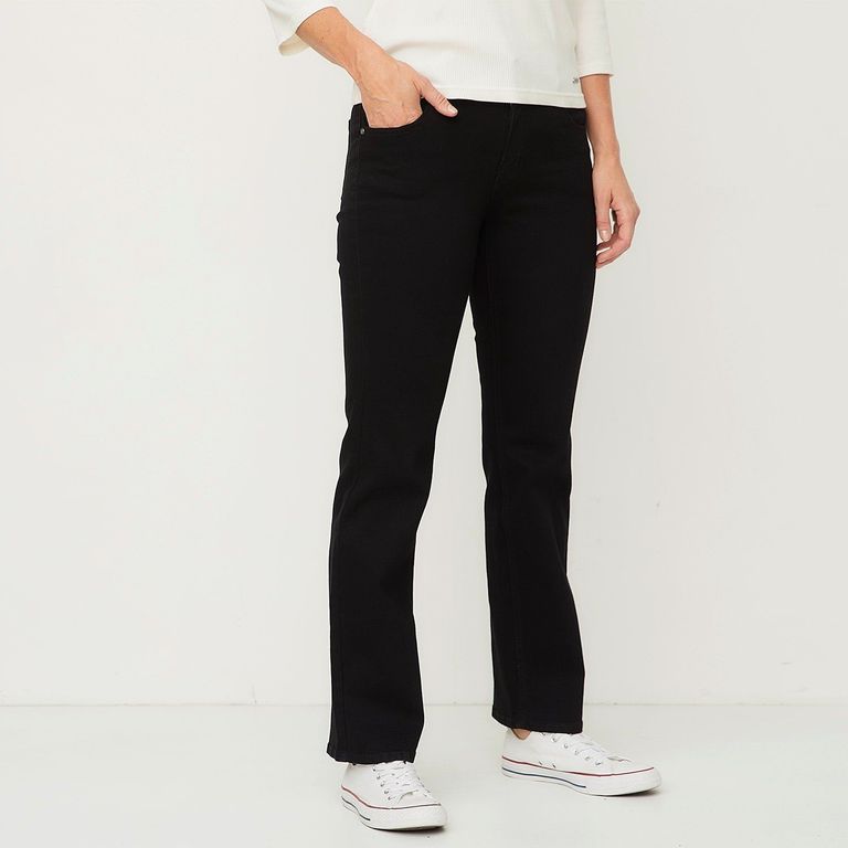 Jeans Straight Tiro Medio Mujer