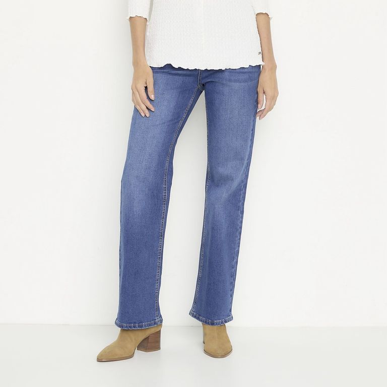 Jeans Straight Tiro Medio Mujer