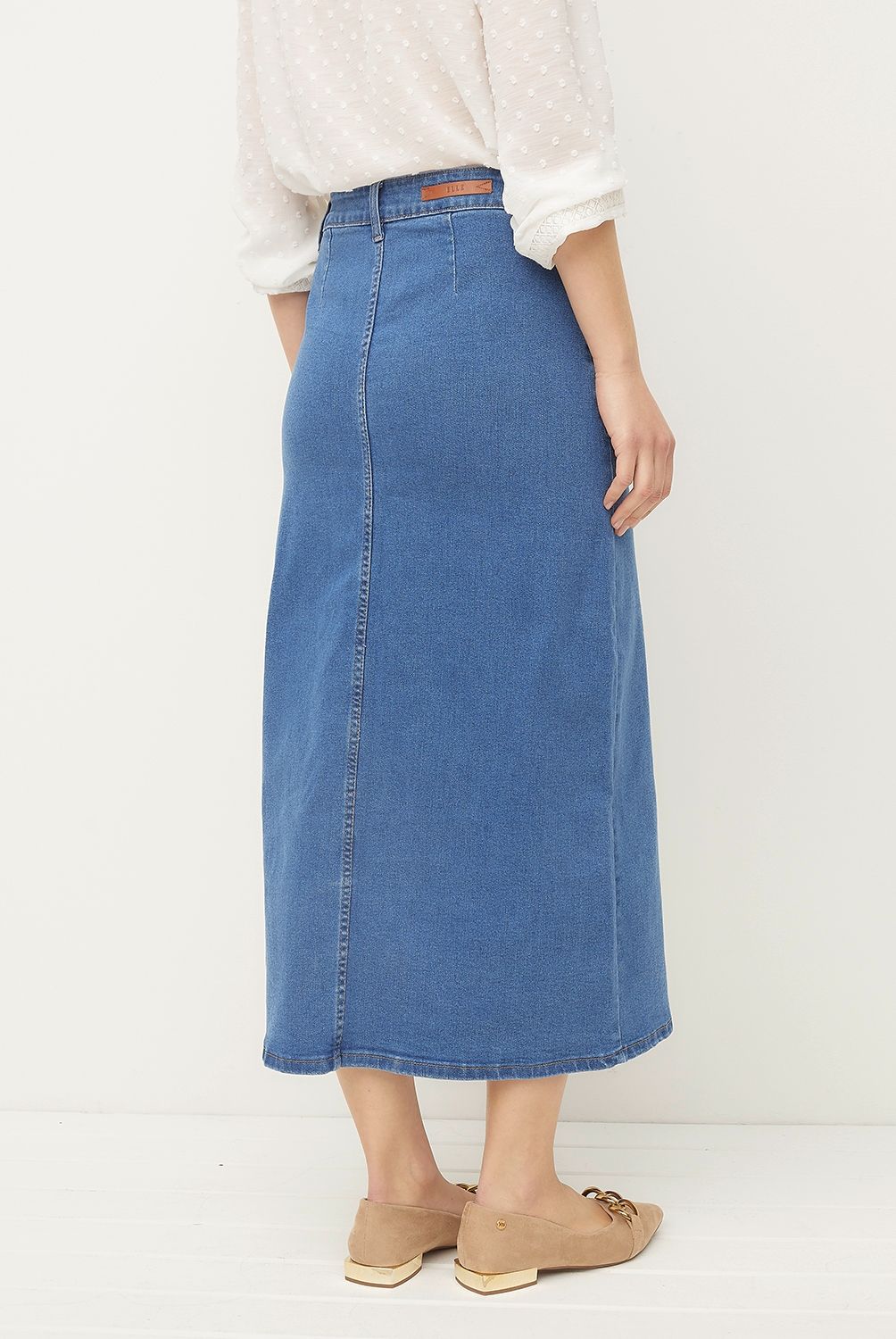 ELLE - Falda Midi Mujer Algodón Elle