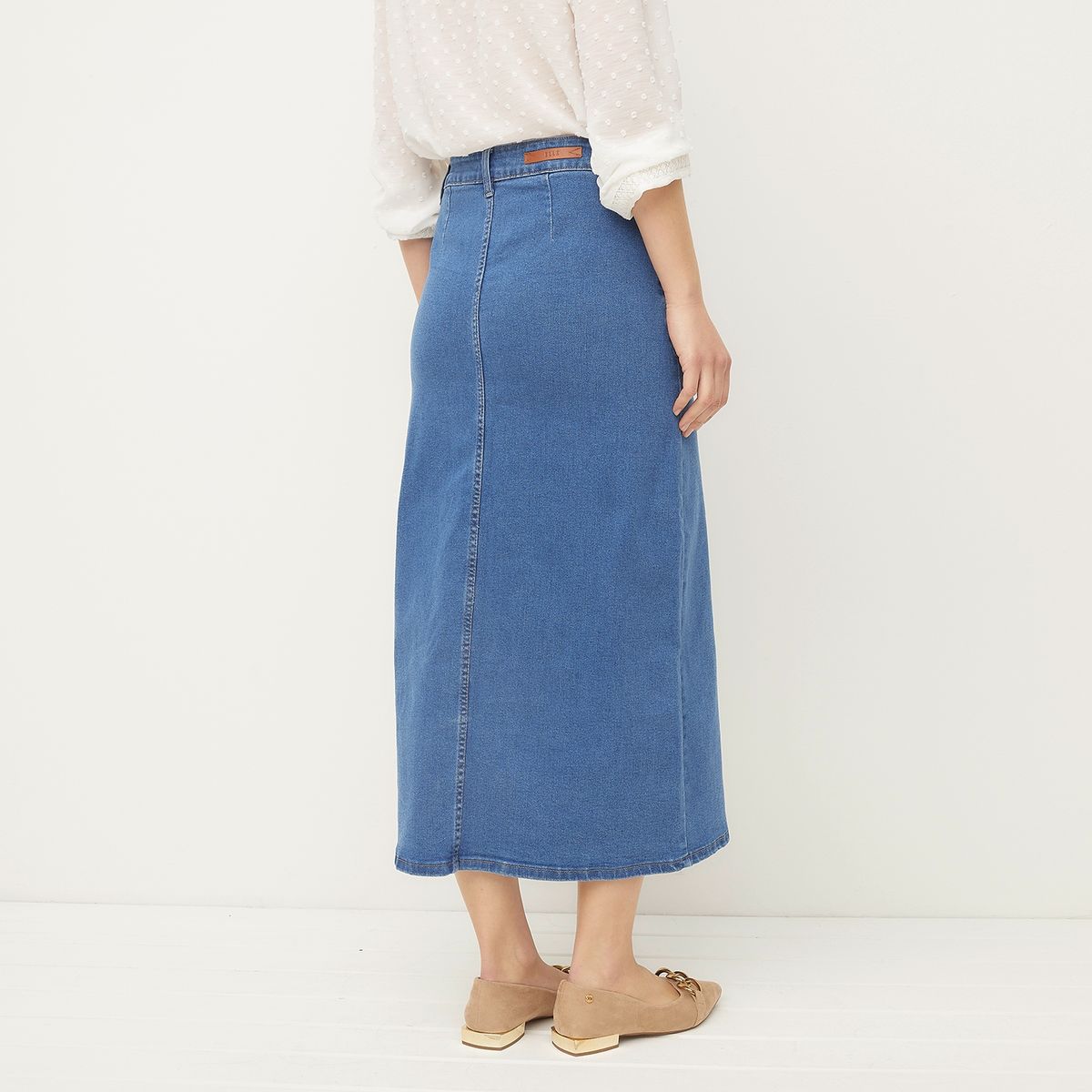 ELLE - Falda Midi Mujer Algodón Elle