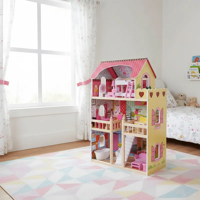 SCOOP - Casa Muñecas Madera Con Muebles 15 Pcs 74 Cms Scoop